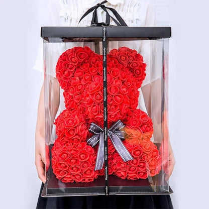 25cm Red Rose Teddy Bear Rose Flower Artificial Decoration Christmas Women Valentines Gift - ESSENTIALS365