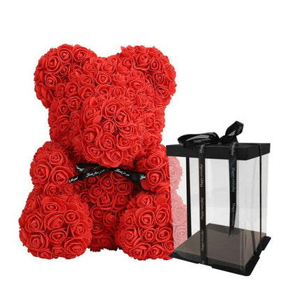 25cm Red Rose Teddy Bear Rose Flower Artificial Decoration Christmas Women Valentines Gift - ESSENTIALS365