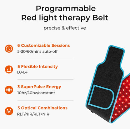 Red Light Therapy Belt| Pain Relief, Fat Reduction, Body Contouring, 660nm:850nm