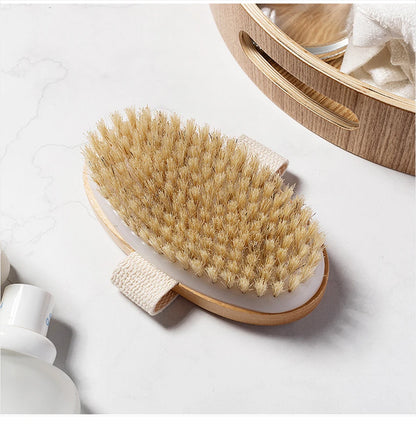 Exfoliating Wooden Body Massage Shower Brush Natural Bristle Dry Body Brush 1pcs