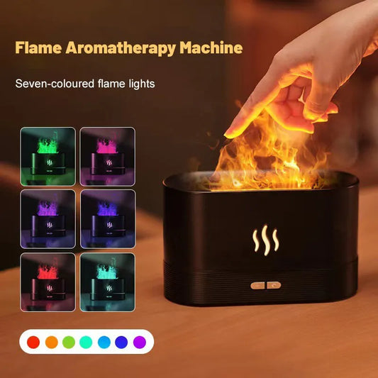 Essential Oil Flame Humidifier Ultrasonic Air Humidifier With LED Lighting Simulation Colorful Flame Fragrance Machine