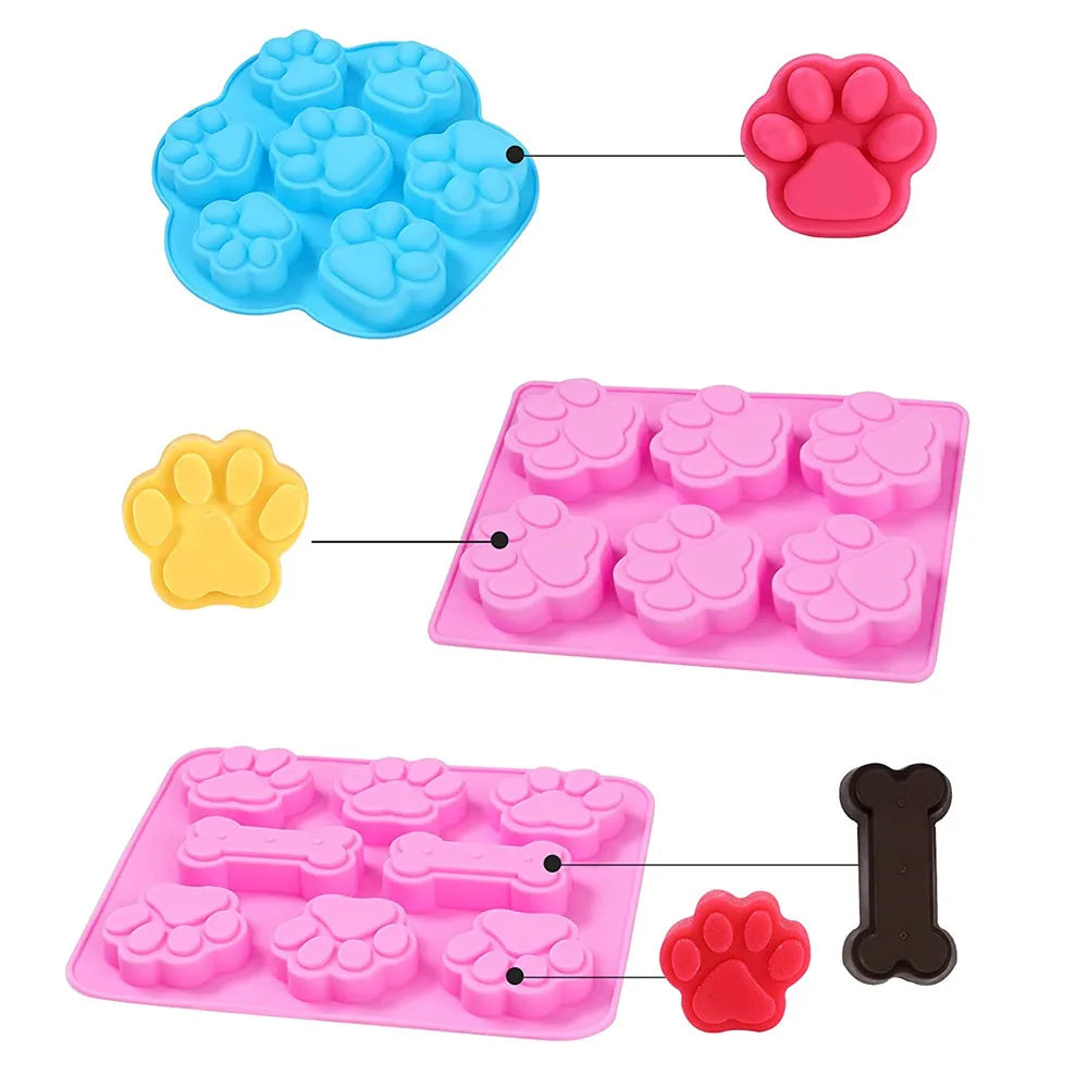 Silicone Paw Cake Bone Chcoolate Moulds Non-Stick Food Grade Candy Jelly Molds