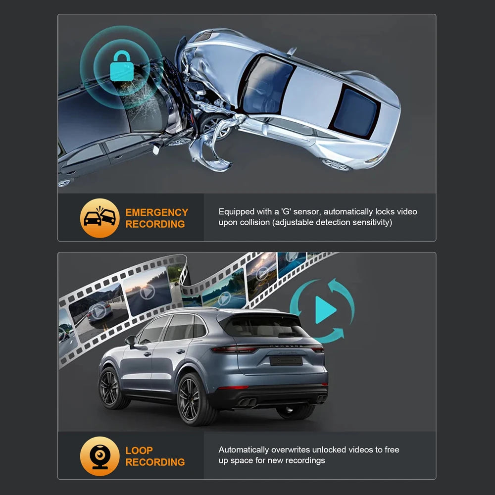 4K Dash Cam with Night Vision & Parking Mode – Front & Rear Car Camera for Ultimate Safety & Security WiFi