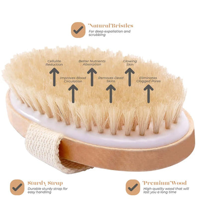 Exfoliating Wooden Body Massage Shower Brush Natural Bristle Dry Body Brush 1pcs