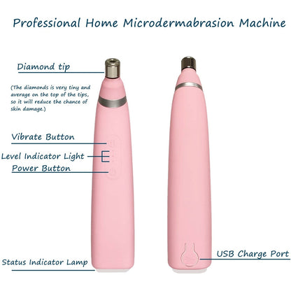 Handheld Diamond Microdermabrasion Pore Vacuum Blackhead Removal for Skin Toning Anti Aging Home Facial Treatment