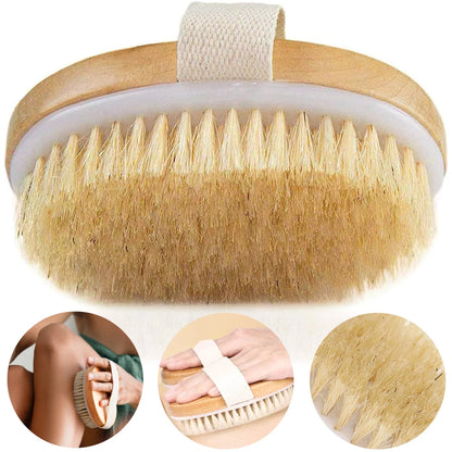 Exfoliating Wooden Body Massage Shower Brush Natural Bristle Dry Body Brush 1pcs