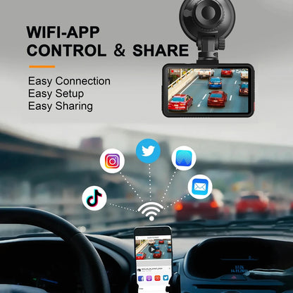 4K Dash Cam with Night Vision & Parking Mode – Front & Rear Car Camera for Ultimate Safety & Security WiFi