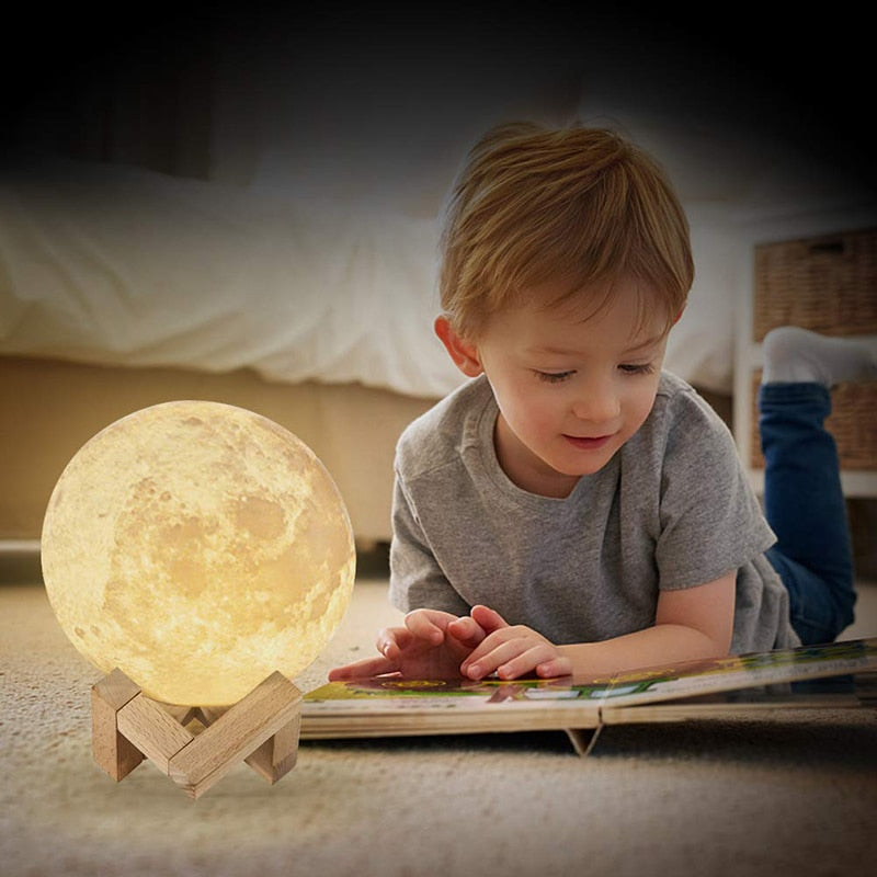 USB Rechargeable 3D Print Moon Lamp - ESSENTIALS365