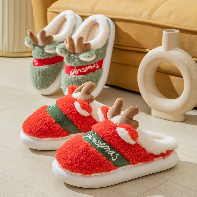 Thick Sole Christmas Deer Slippers - ESSENTIALS365