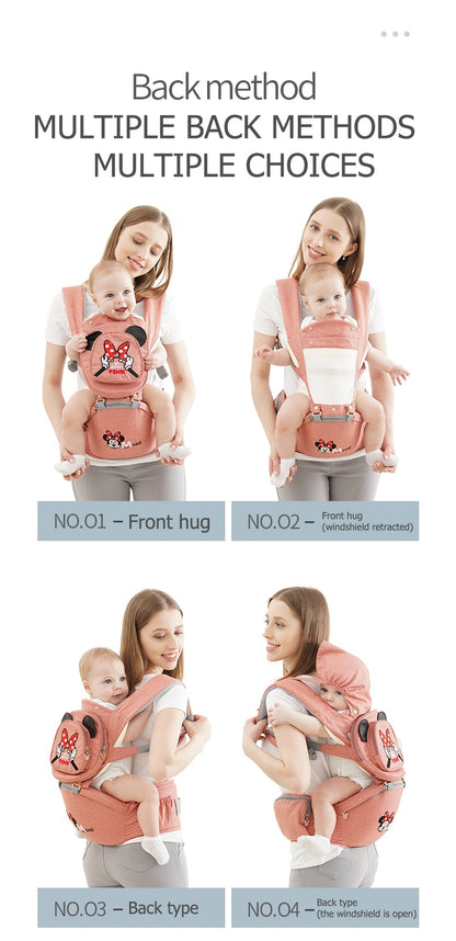 Disney Ergonomic Baby Carrier Infant Kid Baby Hipseat Sling Front Facing Kangaroo Minnie Baby Wrap Carrier For Baby Travel - ESSENTIALS365