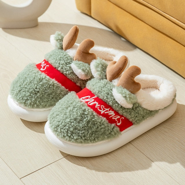 Thick Sole Christmas Deer Slippers - ESSENTIALS365