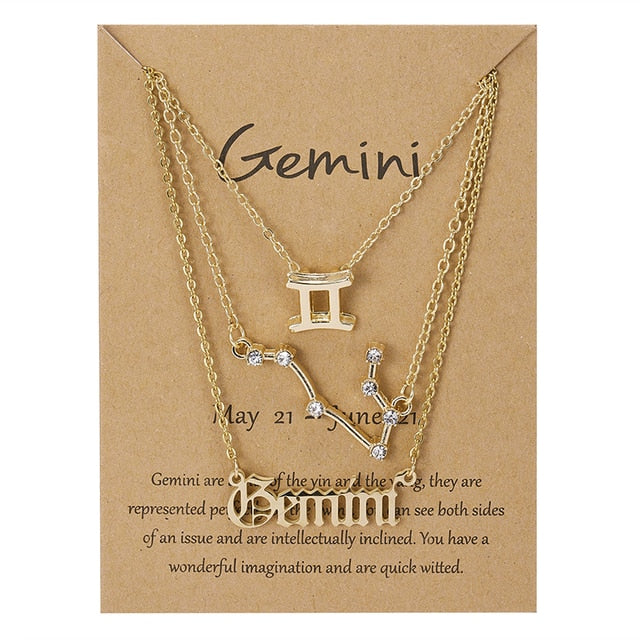 Zodiac Sign Necklace With Cardboard Card - ESSENTIALS365