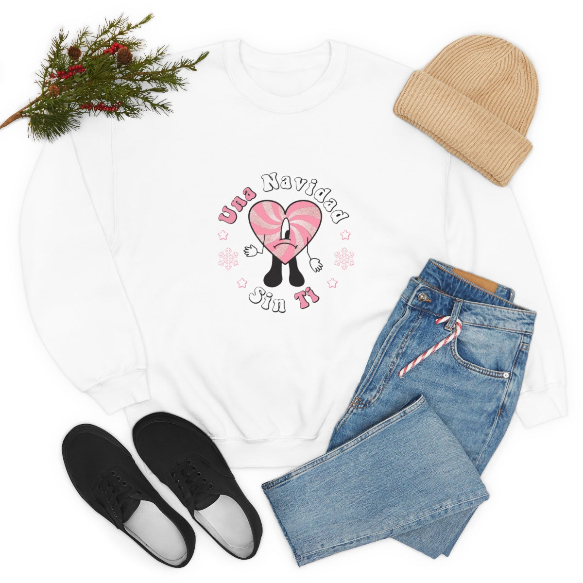 Bad Bunny Christmas Sweatshirt, Retro Vintage Bad Bunny Shirt, Una Navidad Sin Ti Sweatshirt, Pop Music lover Gift,Bad Bunny Xmas Gifts Tees - ESSENTIALS365