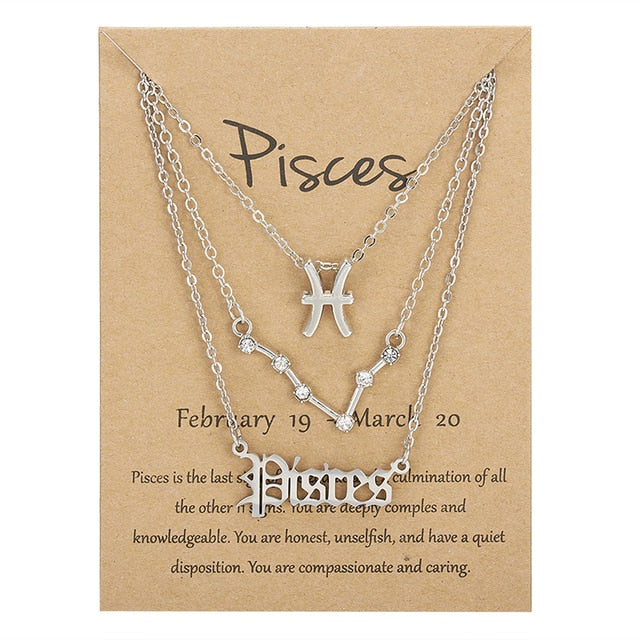 Zodiac Sign Necklace With Cardboard Card - ESSENTIALS365