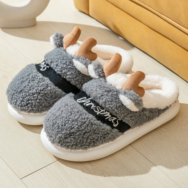 Thick Sole Christmas Deer Slippers - ESSENTIALS365