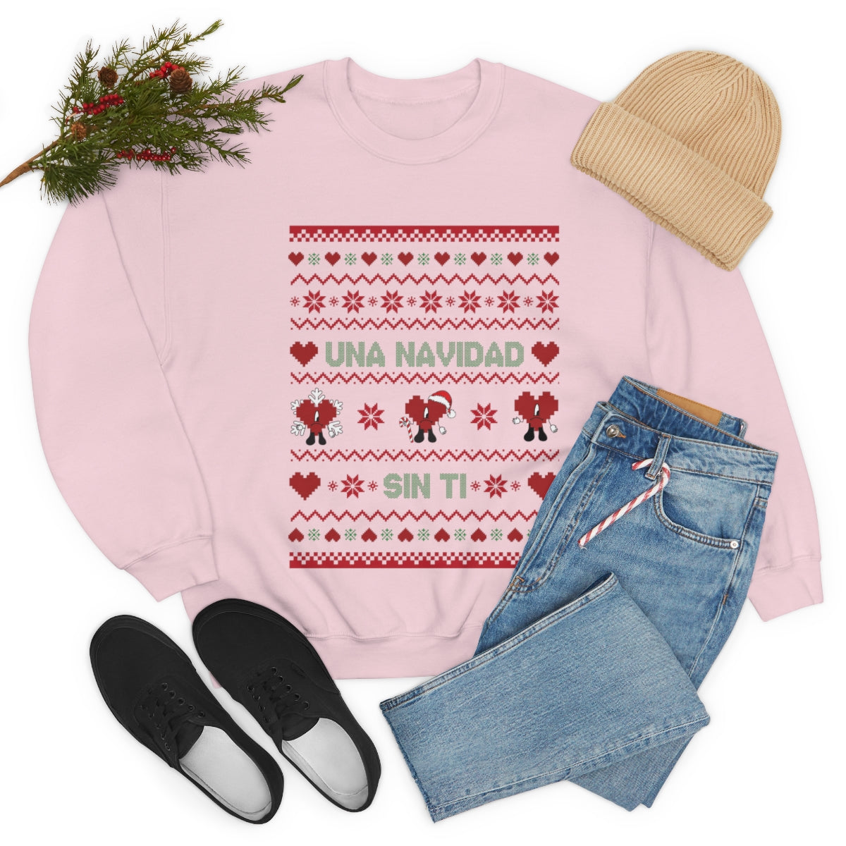 Bad Bunny Christmas Sweatshirt, Retro Vintage Bad Bunny Shirt, Una Navidad Sin Ti Sweatshirt, Pop Music lover Gift,Bad Bunny Xmas Gifts Tees - ESSENTIALS365