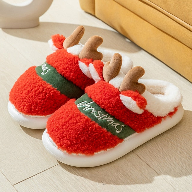 Thick Sole Christmas Deer Slippers - ESSENTIALS365