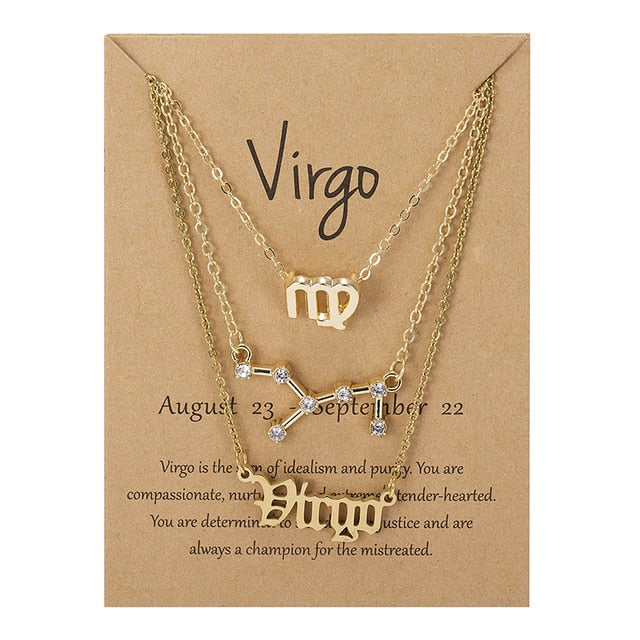 Zodiac Sign Necklace With Cardboard Card - ESSENTIALS365