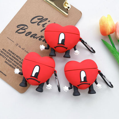 3D Red Bad Bunny Heart Earphone Case - ESSENTIALS365