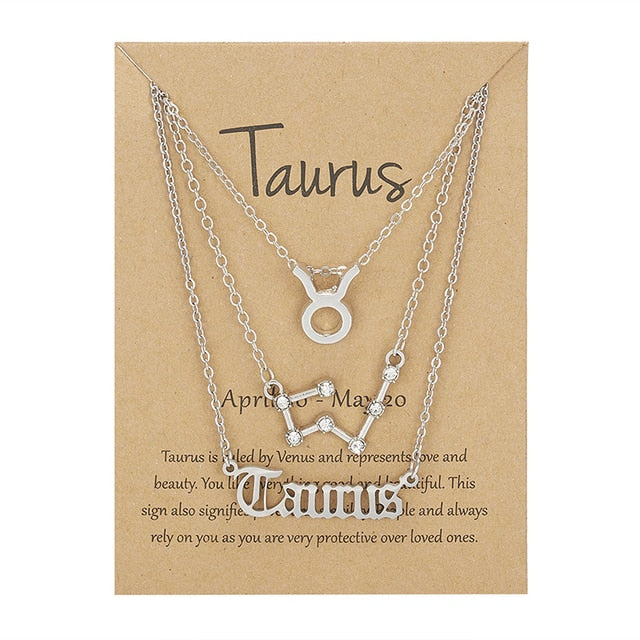 Zodiac Sign Necklace With Cardboard Card - ESSENTIALS365