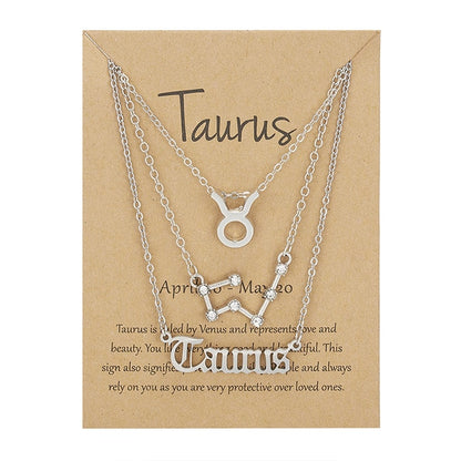 Zodiac Sign Necklace With Cardboard Card - ESSENTIALS365