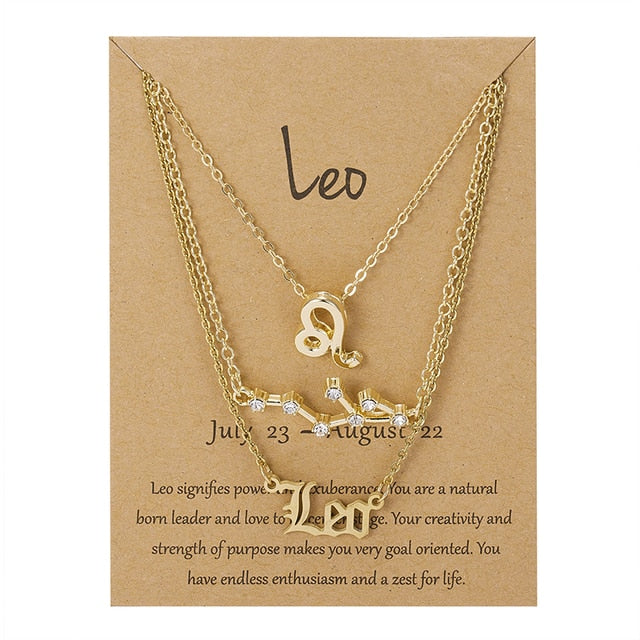 Zodiac Sign Necklace With Cardboard Card - ESSENTIALS365