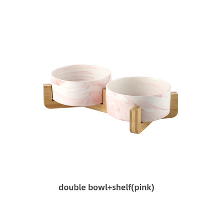 Marbling Ceramic Double Bowl For Pet - ESSENTIALS365