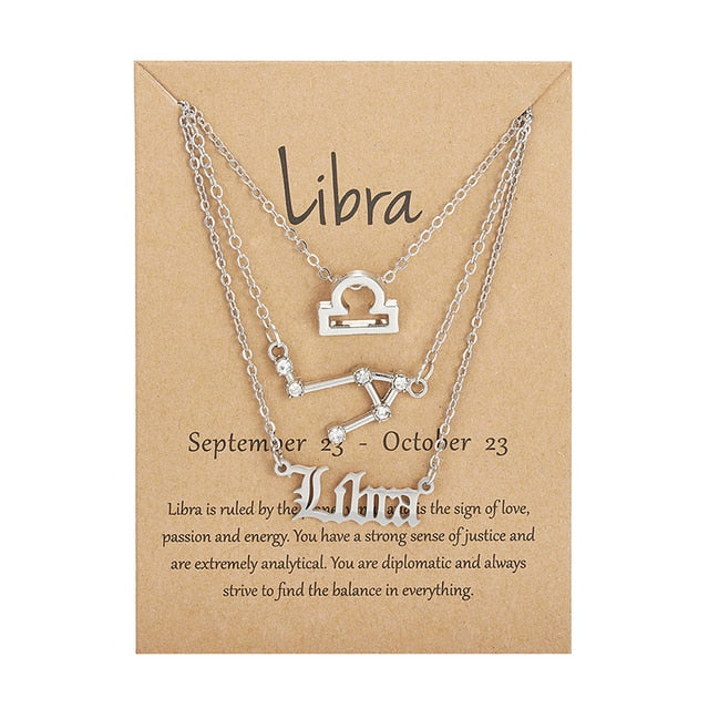 Zodiac Sign Necklace With Cardboard Card - ESSENTIALS365