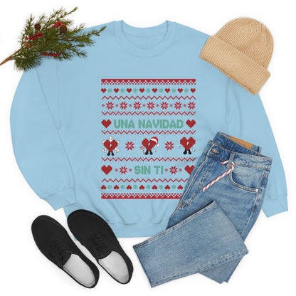 Bad Bunny Christmas Sweatshirt, Retro Vintage Bad Bunny Shirt, Una Navidad Sin Ti Sweatshirt, Pop Music lover Gift,Bad Bunny Xmas Gifts Tees - ESSENTIALS365