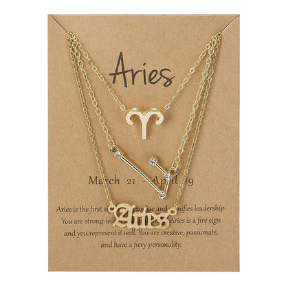 Zodiac Sign Necklace With Cardboard Card - ESSENTIALS365