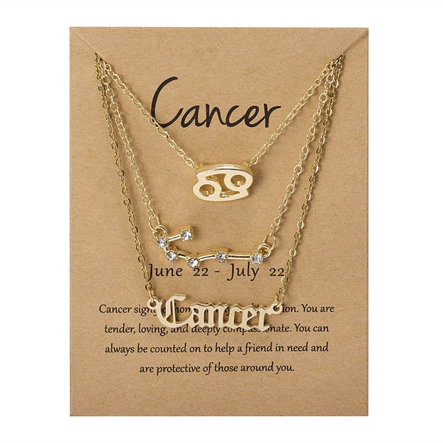 Zodiac Sign Necklace With Cardboard Card - ESSENTIALS365