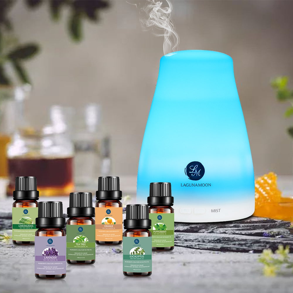 Lagunamoon Pure Essential Oils 10ML 6pcs Gift Set Humidifier Aromatherapy Eucalyptus Papermint Lemongrass Orange Tea Tree Oil - ESSENTIALS365