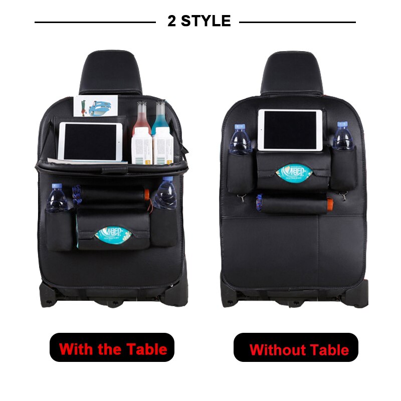 Car Seat Back Organizer Pu Leather Pad Bag Car Storage Organizer Foldable Table Tray Travel Storage Bag Auto Accessories - ESSENTIALS365