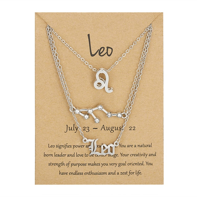 Zodiac Sign Necklace With Cardboard Card - ESSENTIALS365