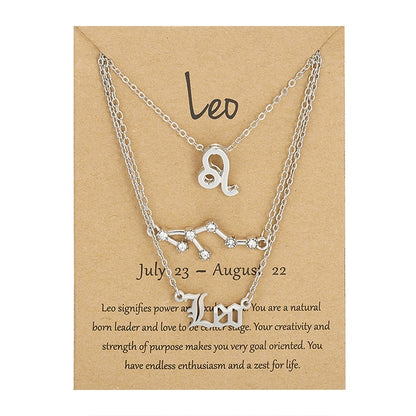 Zodiac Sign Necklace With Cardboard Card - ESSENTIALS365