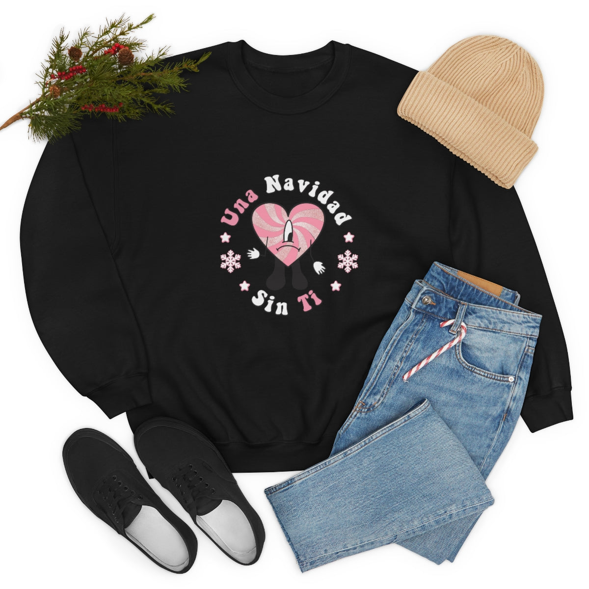 Bad Bunny Christmas Sweatshirt, Retro Vintage Bad Bunny Shirt, Una Navidad Sin Ti Sweatshirt, Pop Music lover Gift,Bad Bunny Xmas Gifts Tees - ESSENTIALS365