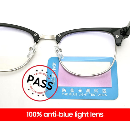 Classic Semi Rimless Anti Blue Light Blocking Glasses Men Square Ray Filter Eyeglasses Frames Computer Women Goggles - ESSENTIALS365