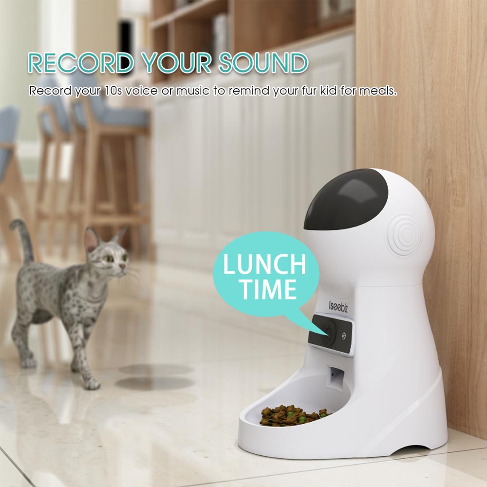 Iseebiz 3L Automatic Cat Feeder Dog Food Dispenser with Camera Support Voice Record App Control 8 Times One Day Pet Accessories - ESSENTIALS365