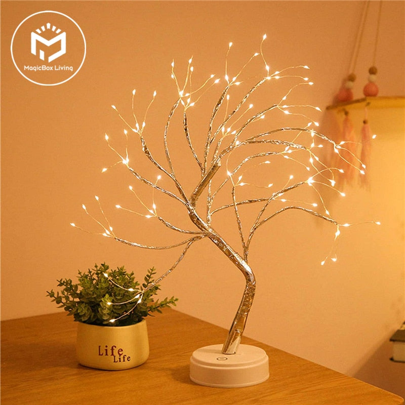 LED Night Light Mini Christmas Tree Copper Wire Garland Lamp For Kids Home Bedroom Decoration Decor Fairy Light Holiday lighting - ESSENTIALS365