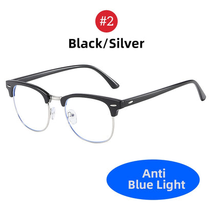 Classic Semi Rimless Anti Blue Light Blocking Glasses Men Square Ray Filter Eyeglasses Frames Computer Women Goggles - ESSENTIALS365