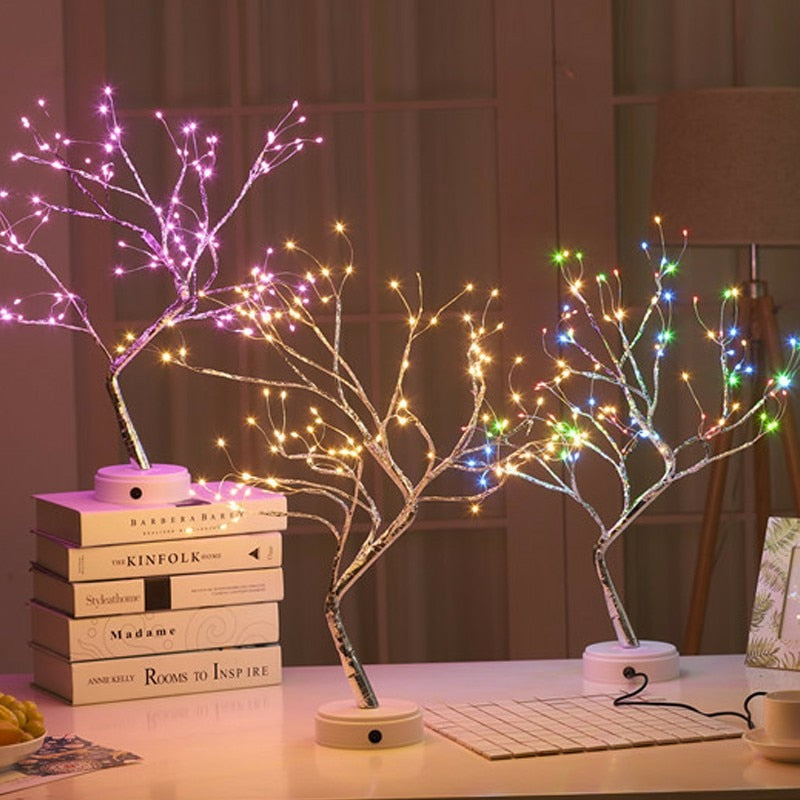 LED Night Light Mini Christmas Tree Copper Wire Garland Lamp For Kids Home Bedroom Decoration Decor Fairy Light Holiday lighting - ESSENTIALS365