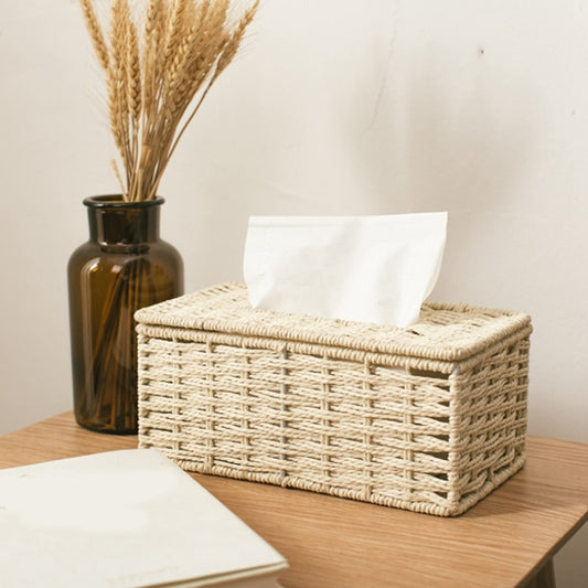 Rattan Tissue Box Vintage Napkin Holder Case Clutter Storage Container Cover Living Room Desk Decoration - ESSENTIALS365