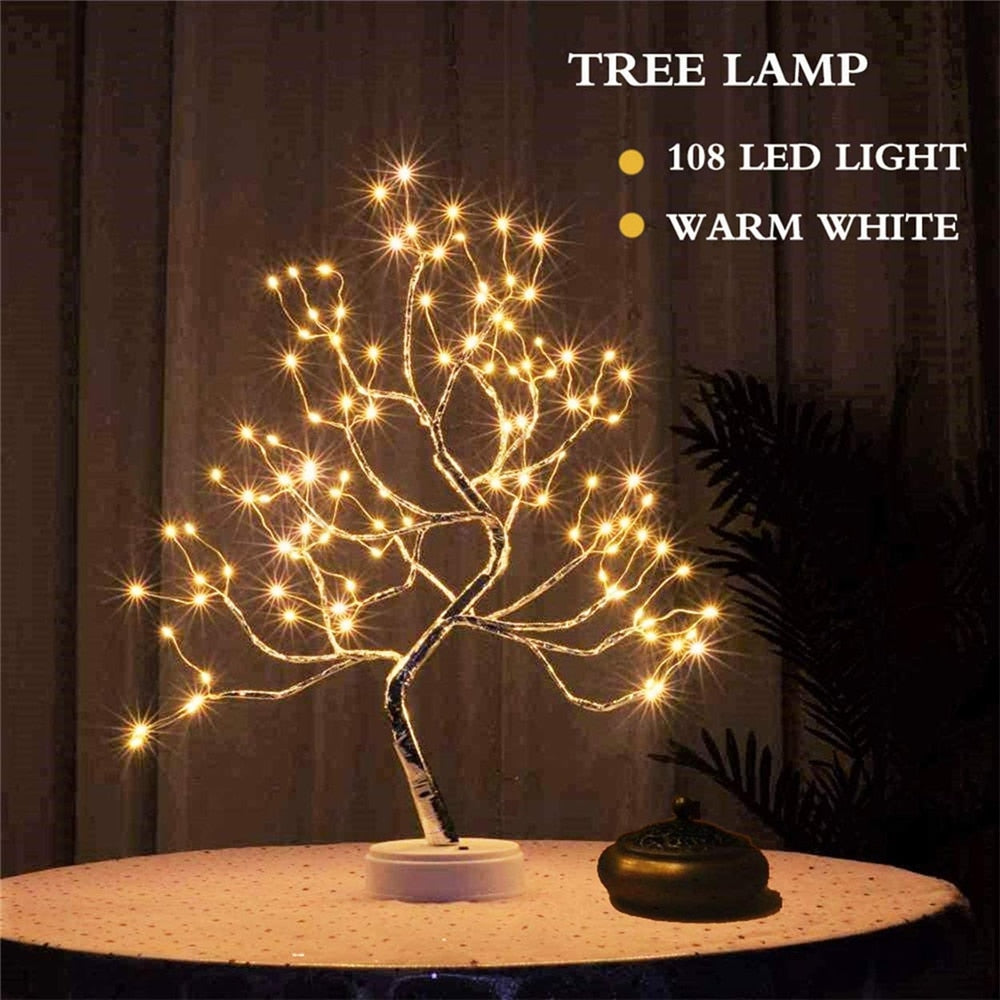 LED Night Light Mini Christmas Tree Copper Wire Garland Lamp For Kids Home Bedroom Decoration Decor Fairy Light Holiday lighting - ESSENTIALS365