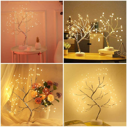 LED Night Light Mini Christmas Tree Copper Wire Garland Lamp For Kids Home Bedroom Decoration Decor Fairy Light Holiday lighting - ESSENTIALS365