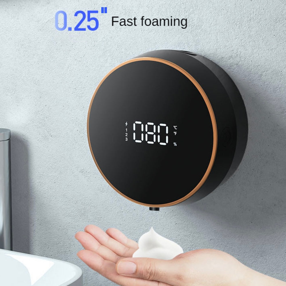 Wall Mount Automatic Foam Soap Dispensers LED Temperature Display Electric Touchless Infrared Sensor Foam Machine Liquid Dispens - ESSENTIALS365