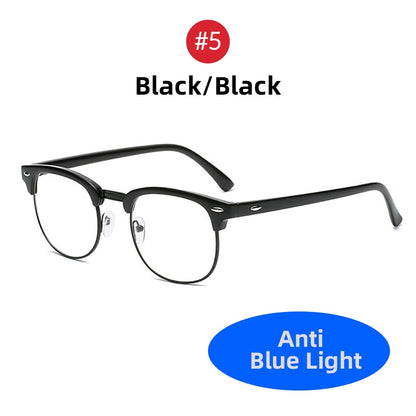 Classic Semi Rimless Anti Blue Light Blocking Glasses Men Square Ray Filter Eyeglasses Frames Computer Women Goggles - ESSENTIALS365