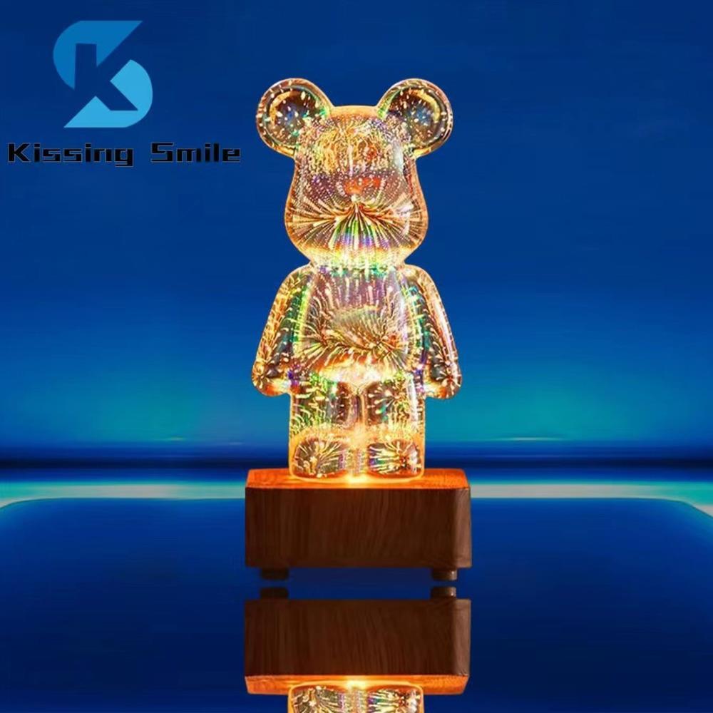 3D Fireworks Bear LED Night Light Room Atmosphere Light Desktop Decoration Night Lamp