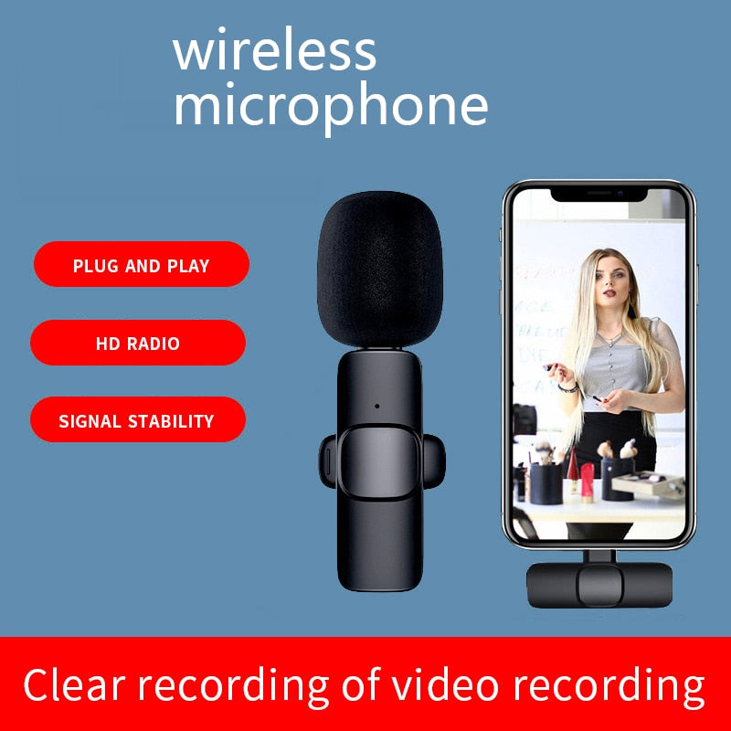 Professional Wireless Lavalier Lapel Microphone for iPhone, iPad - Cordless Omnidirectional Condenser Recording Mic for Interview Video Podcast Vlog YouTube - ESSENTIALS365