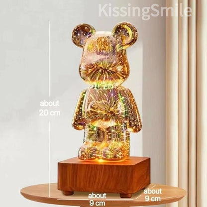 3D Fireworks Bear LED Night Light Room Atmosphere Light Desktop Decoration Night Lamp