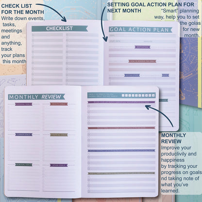 Agenda 2023 Daily Planner Life Goal Setting Undated Weekly Monthly Year Calendar Organizer Notebook - Fitness Yoga Habit - ESSENTIALS365